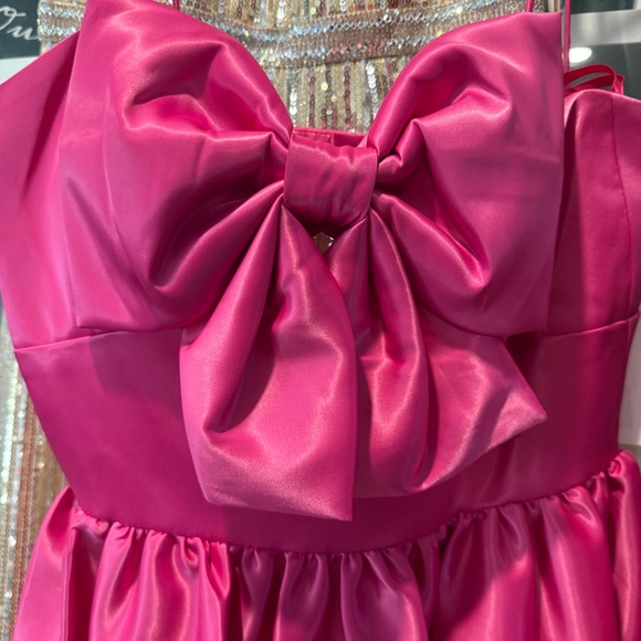 NWT New Mac Duggal Leena Bright Fushia Bubble Mini Cocktail Dress Prom Party - Picture 4 of 10